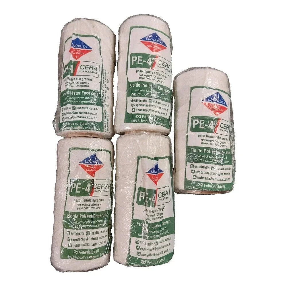 Pack of 5 Linhasita PE-4 CERA 100% Waxed Polyester 100 Gram Cord